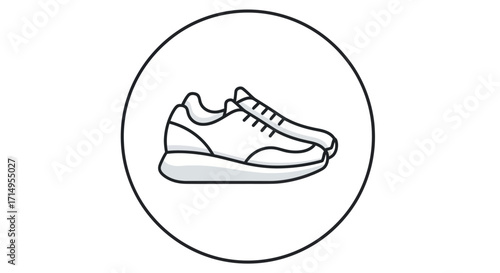 Simple Line Art Icon of a Pair of Athletic Sneakers.