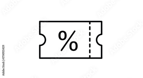 Simple Line Art Discount Coupon Ticket Icon.