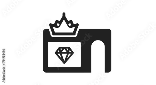 Black icon of a folder with a crown and diamond symbol.