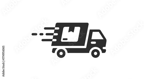 Fast delivery truck icon with speed lines representing quick shipping service.