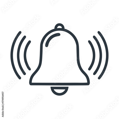 Notification Bell Icon with Sound Waves alert ringing