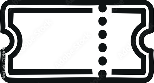 Outline of a Ticket with Perforations and Blank Space