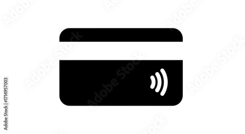 Black Credit Card with Contactless Payment Symbol.