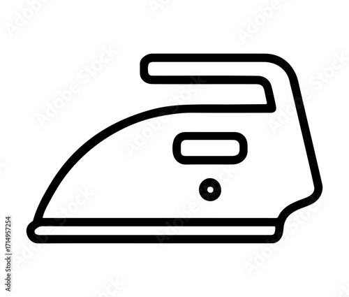 A clothes iron line art icon in black and white