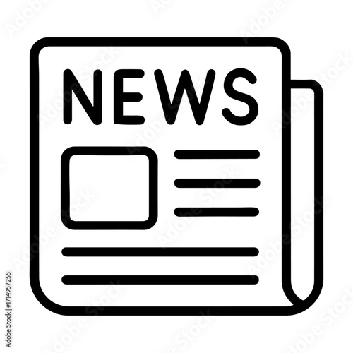 Newspaper line art icon in black and white
