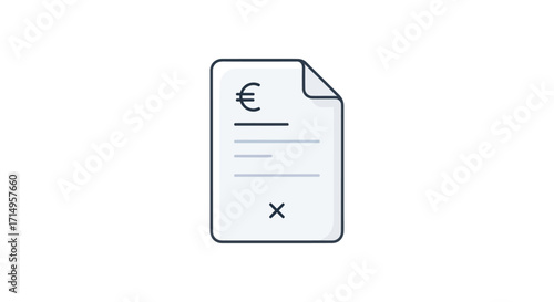 Rejected Euro financial document icon with X mark.