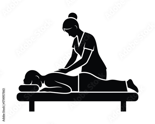 Giving a back massage to a spa treatment for relaxation and wellness in a health