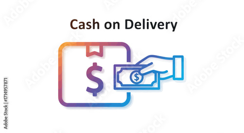 Cash on Delivery Payment Transaction Icon with Gradient Colors.