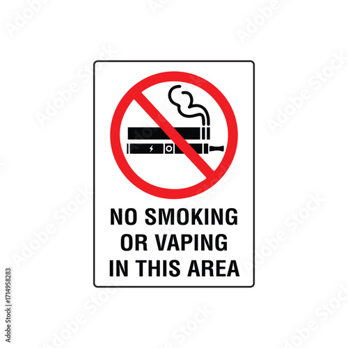Vector No Smoking Or Vaping Inside Vehicle Prohibition Safety Sign

