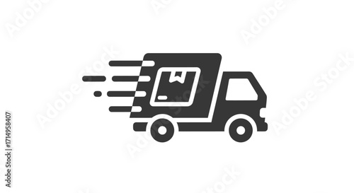 Fast Delivery Truck Icon with Package and Motion Lines.