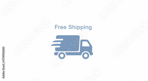 Free Shipping Truck Icon with Speed Lines.