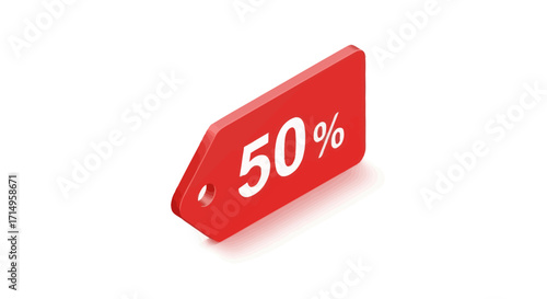 Red 50 Discount Tag for Sales and Promotions.