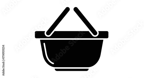 Simple black shopping basket icon with two handles for retail and e-commerce.
