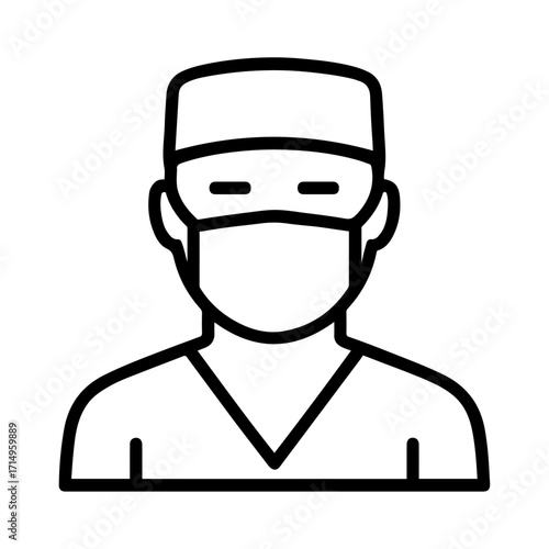 Surgeon, doctor line art icon