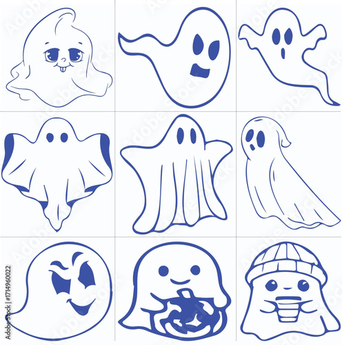 DIY Cute Ghost Crafts for Halloween vector set