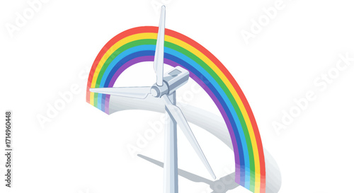 Wind Turbine with Rainbow: Sustainable Energy and Hope.