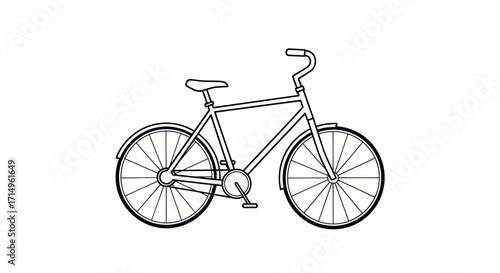 Simple Line Drawing of a Classic Bicycle.