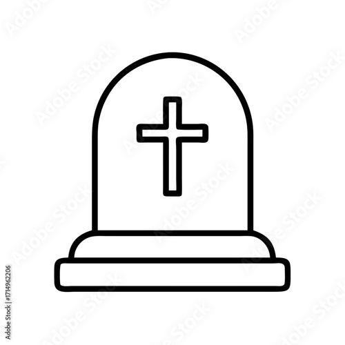 Tombstone grave with cross vector illustration cemetery gravestone drawing death memorial icon clipart