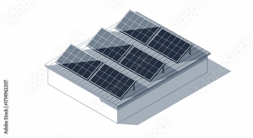 Modern Rooftop Solar Panels Generating Renewable Energy.