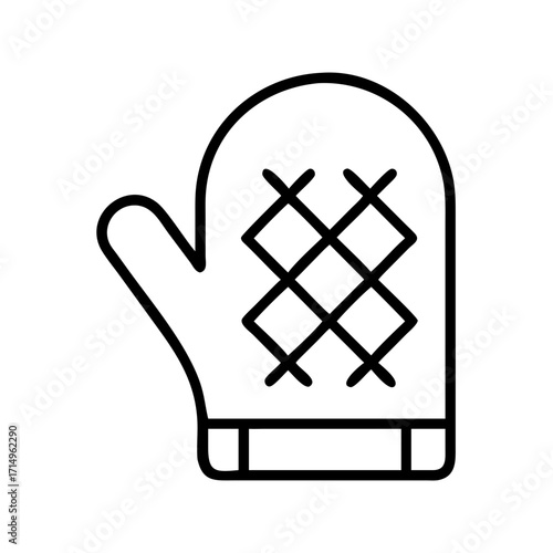 Oven mitt kitchen cooking glove heat resistant potholder vector icon illustration outline design