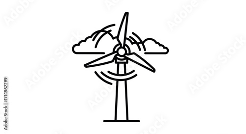 Simple Line Art Illustration of a Wind Turbine.