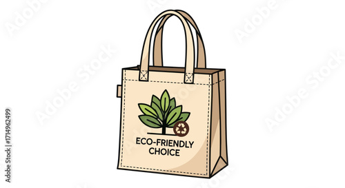 Eco-Friendly Canvas Tote Bag with Leaf Logo Design.