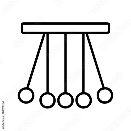 Newton's cradle physics demonstration kinetic energy momentum conservation science education device illustration