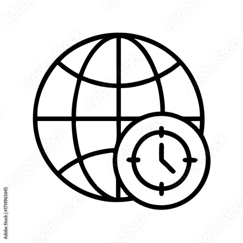 World time zone clock global international schedule appointment meeting reminder icon vector