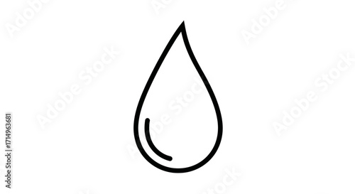 Simple Black Outline of a Water Droplet Shape.