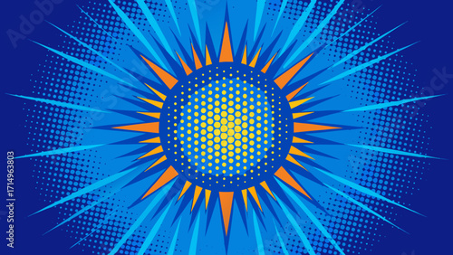 Blue background halftone retro effect focus 