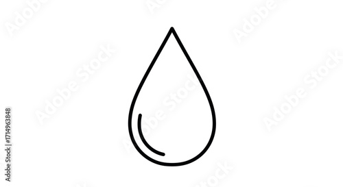 Simple Outline Icon of a Water Droplet.