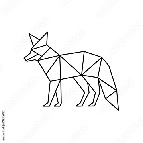 geometric animal line art  e g   fox  