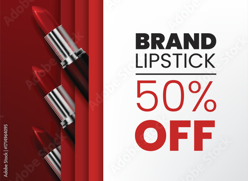 Vector art of brand lipstick 50 off sale advertisement