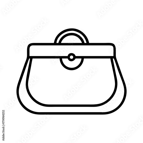 Outline handbag purse fashion accessory women's bag stylish clutch elegant design vector icon