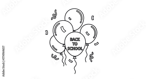 Back to School Balloons with Confetti Celebration Design.