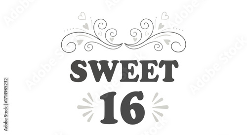 Sweet 16 Elegant Typography Design for Birthday Invitations and Decorations