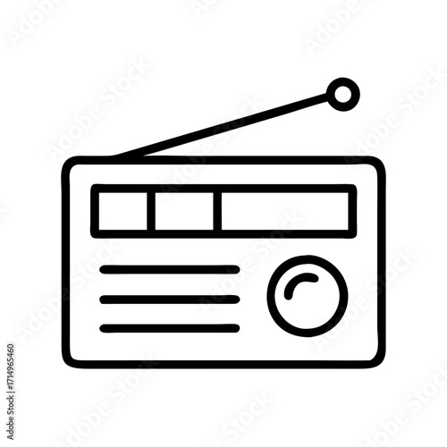 Vintage radio receiver icon vector illustration retro tuner broadcast signal antenna audio device