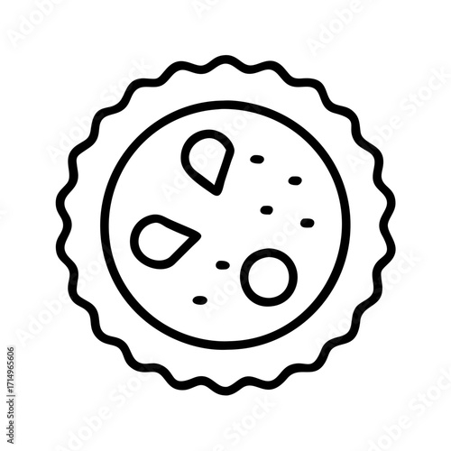Illustration of a delicious fruit tart pastry dessert with filling and crust outline icon
