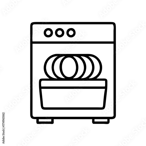 Isolated dishwasher icon vector illustration of kitchen appliance for washing dishes and cutlery