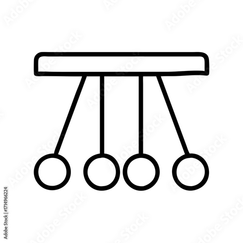 Newton's cradle line art vector illustration, physics concept, momentum and energy transfer, motion 84657