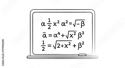 Handwritten Mathematical Equations on Chalkboard.