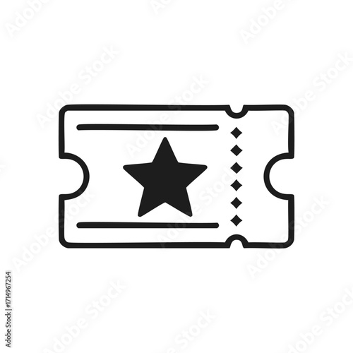 Star Ticket Icon Black and White symbol entertainment