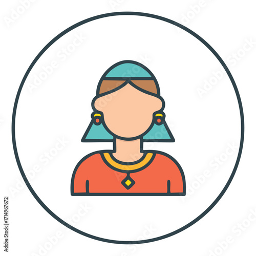 Stylized Avatar Icon Of A Woman With Headscarf female