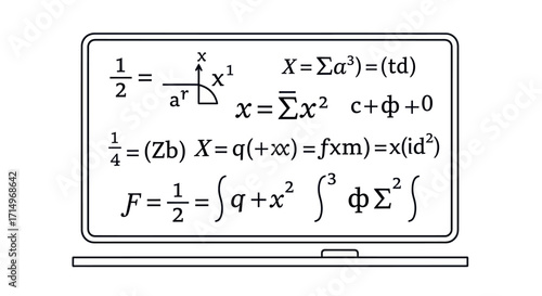 Whiteboard Displaying Complex Mathematical Equations and Symbols.