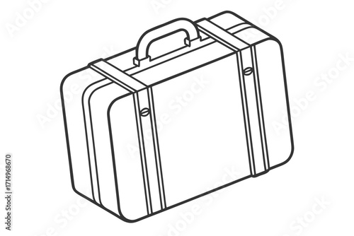 Black and White Line Drawing of a Vintage Suitcase luggage travel