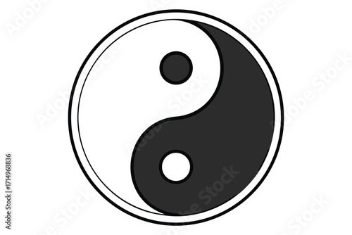 Black and White Yin Yang Symbol On White Background taijitu balance