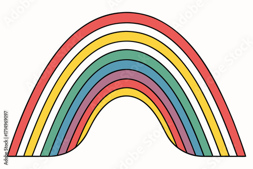 Colorful Rainbow Arch with Red Yellow Green Blue and Purple Stripes Keywords: rainbow, arch, colorful