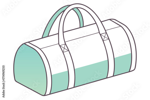 Cylindrical Duffel Bag with Teal Gradient and Handles Keywords: duffel bag, gym bag, sports bag, travel