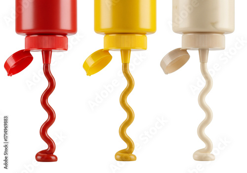 Ketchup Mustard Mayonnaise Squeeze Bottles Dripping Sauces Isolated On Transparent Background Delicious Condiments
