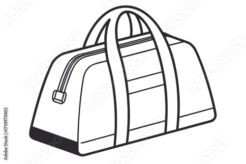 Isometric Line Drawing Of A Duffel Bag With Handles On White gym bag sports bag